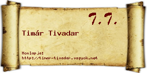 Timár Tivadar névjegykártya
